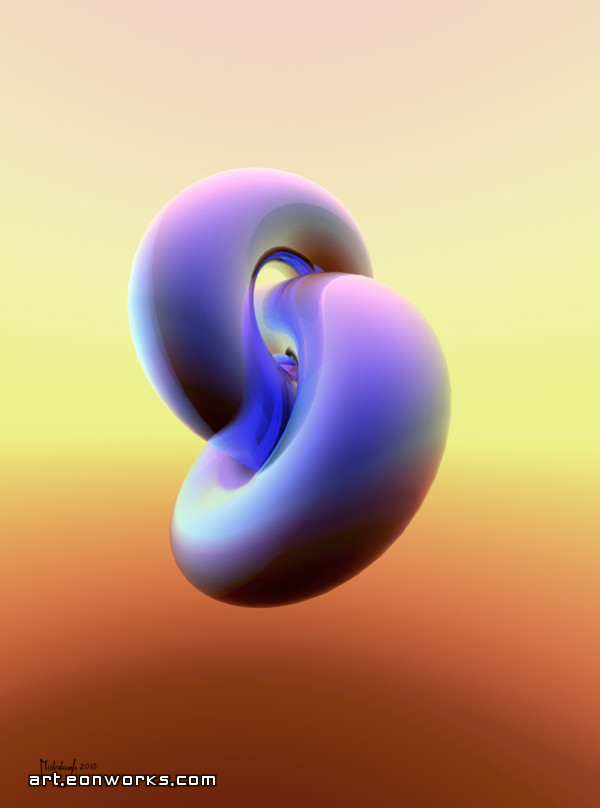 Trefoil knot art - round abstract art