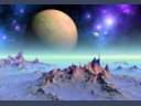 Space art landscape with nebulas and stars