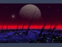 colorful space landscape, moon, stars