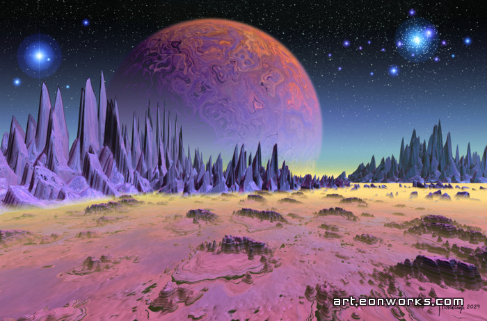 space landscape with a planet and stars