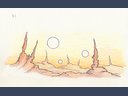 rocky space landscape sketch with planets and spikes