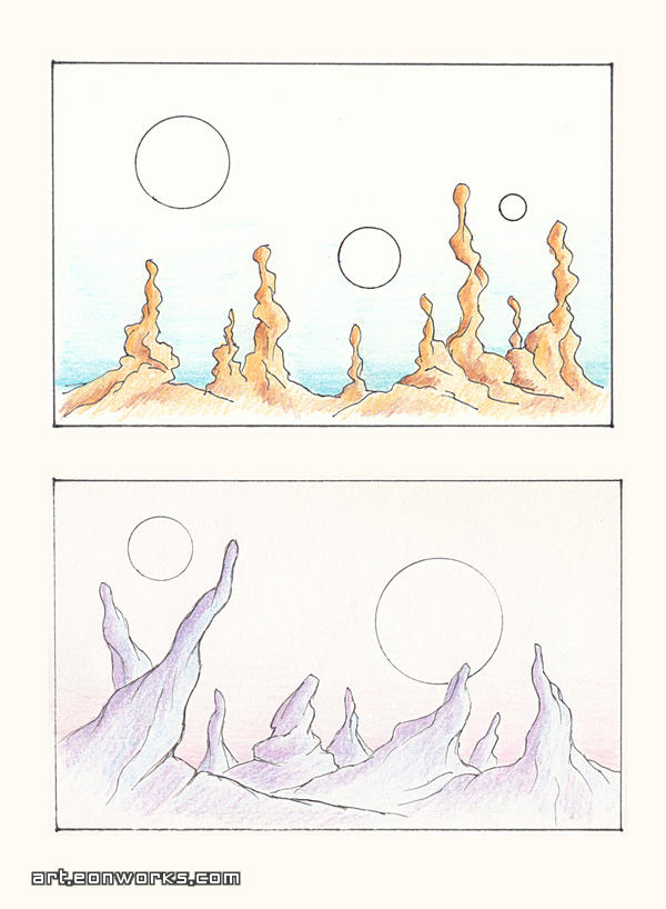 fantasy landscape sketches